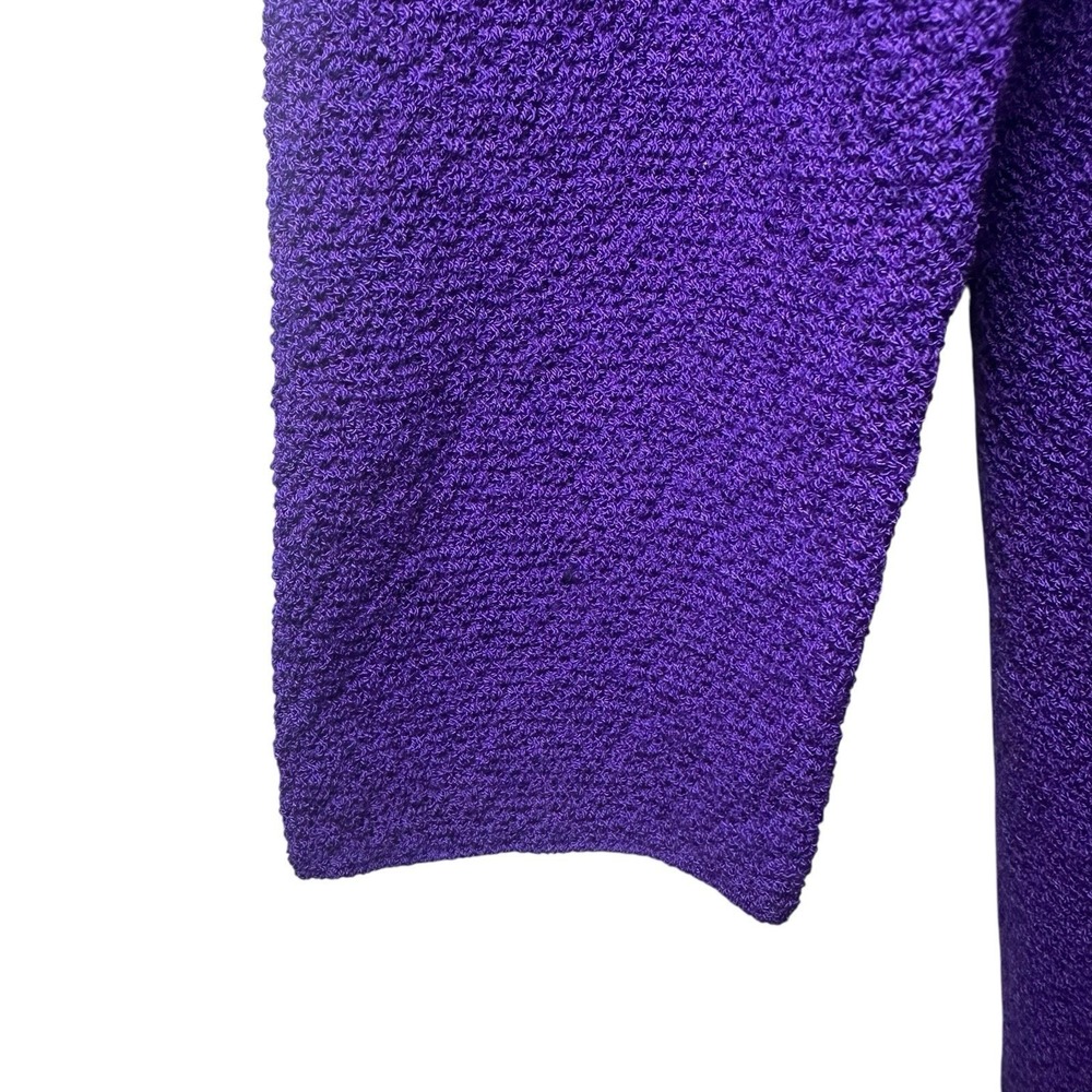 Eileen Fisher Purple Italian Wool Lightweight Knit Tunic Sweater V-Neck Size L - Picture 7 of 11